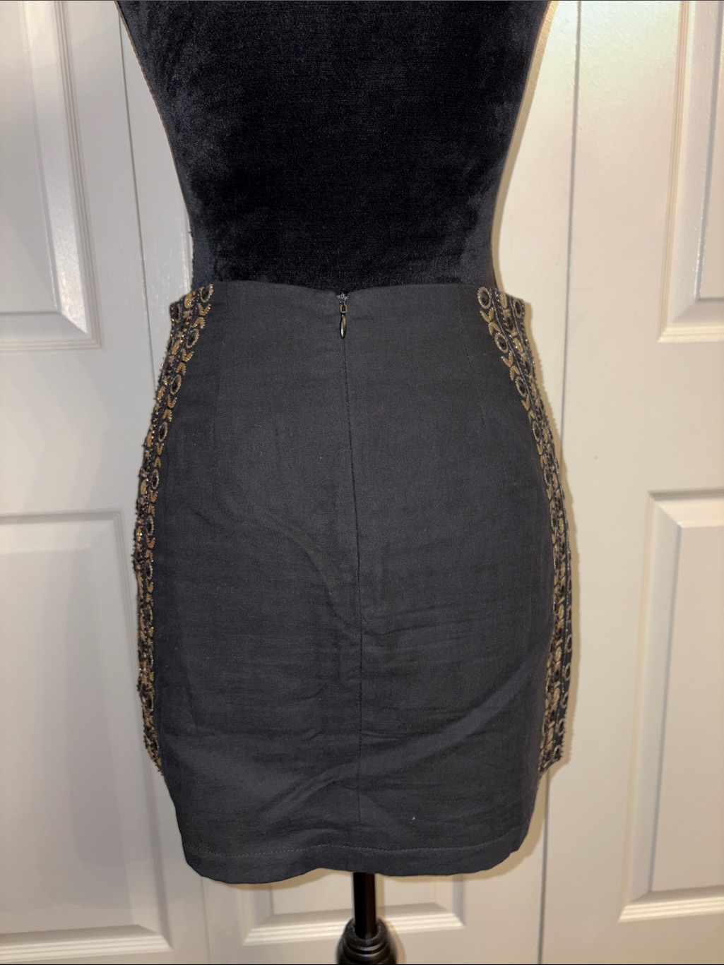 Embellished Black & Gold Mini Skirt — image 3 of 5